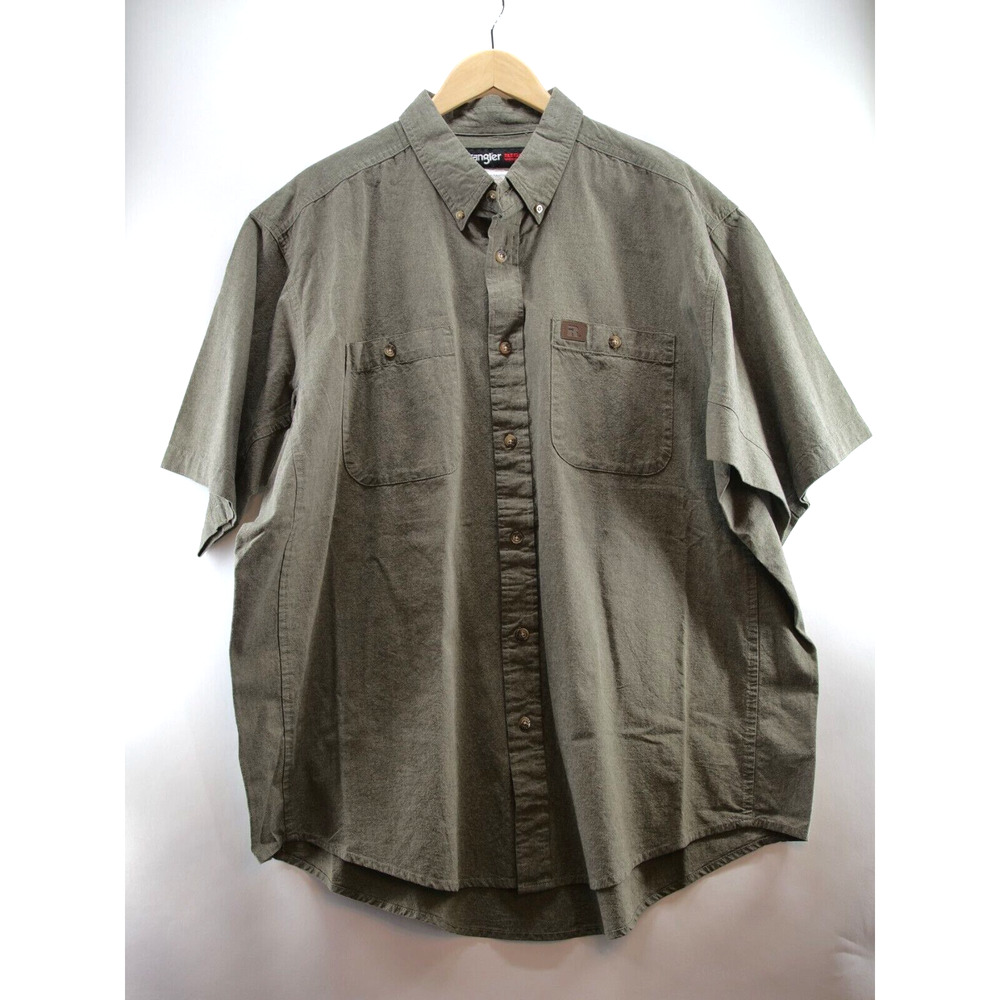 Wrangler Riggs Workwear Button Front Shirt‎ Mens Size 2XL Green Canvas